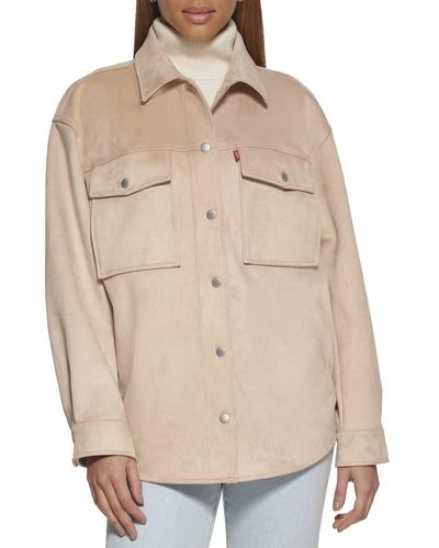 Levi's Soft Faux Suede Shirt Jacket - Natural