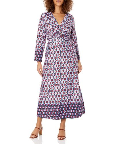 Donna Morgan Long Sleeve Faux Wrap Dress - Purple
