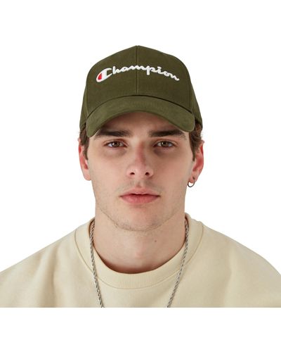 Champion , Classic Twill Hat, Cotton, Baseball Cap For With Leather Back Strap, Acadia Green 3d Script, One Size