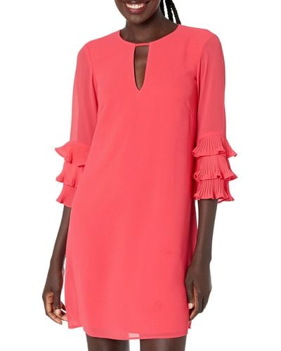 Vince Camuto Chiffon Float With Pleated Sleeve - Pink