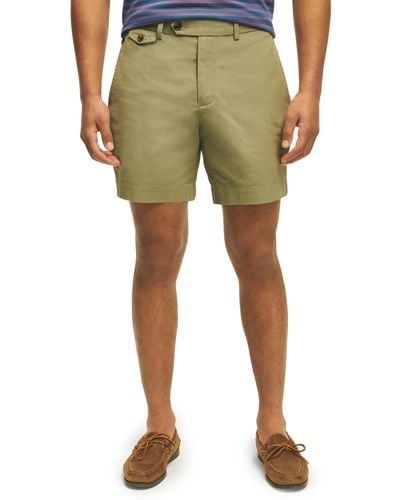 Brooks Brothers Regular Fit Stretch Supima Cotton Poplin Chino 7 Inch Inseam Shorts - Green
