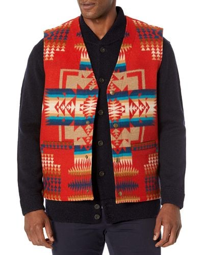 Pendleton Quilted Snap Wool Vest - Red