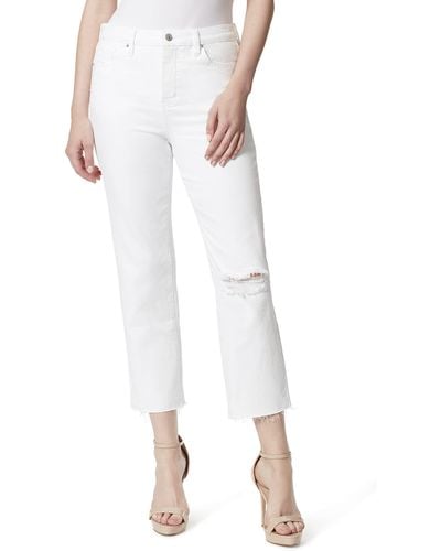 Jessica Simpson Womens Spotlight High Rise Slim Straight Crop Jeans - White