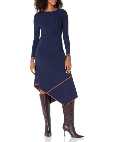 Shoshanna Piper Rib Knit Midi Dress - Blue