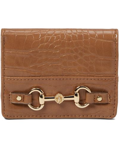 Anne Klein Ak Small Croco Horsebit Snap Wallet - Brown