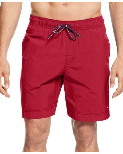 Tommy Hilfiger Mens Big & Tall The Tommy Short Swim Trunks - Red