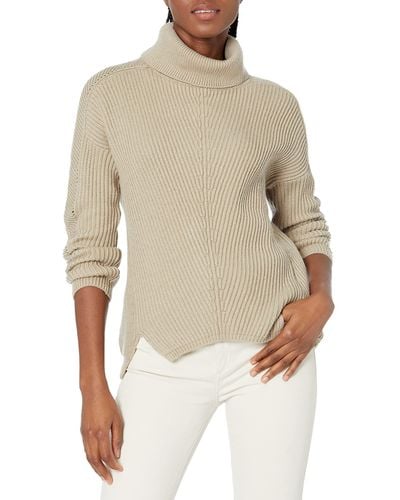 Guess Long Sleeve Chevron Doni Turtlenk Sweater - Natural