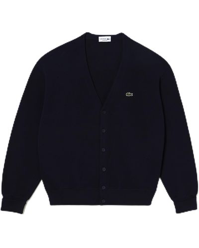 Lacoste Long Sleeve Relaxed Fit Cardigan - Blue