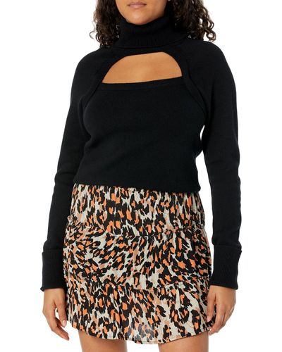 PAIGE Cherise Sweater Turtle Neck Cropped Cutout Design In Black