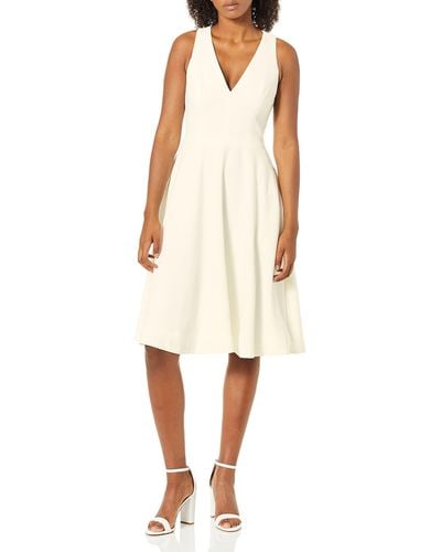 Dress the Population Catalina Solid Sleeveless Fit & Flare Midi Dress - White