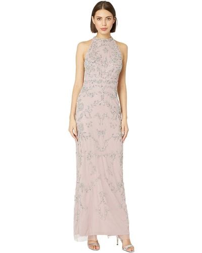 Adrianna Papell Floral Beaded Halter Dress - Multicolor