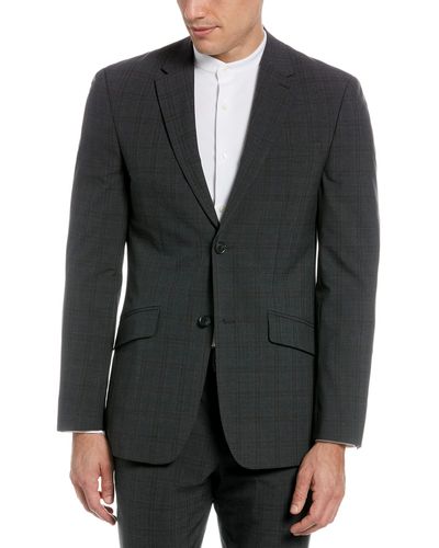 Perry Ellis Slim Fit Stretch Tonal Plaid Suit Jacket - Brown