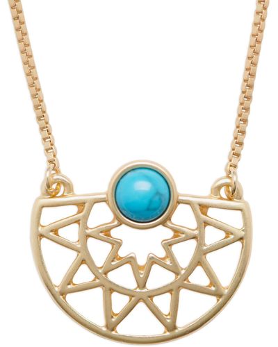 Lucky Brand Sunray Turquoise Pendant Necklace - Blue