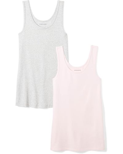 Amazon Essentials 2-pack T-shirt Met Korte Mouwen V-hals Roze - Wit