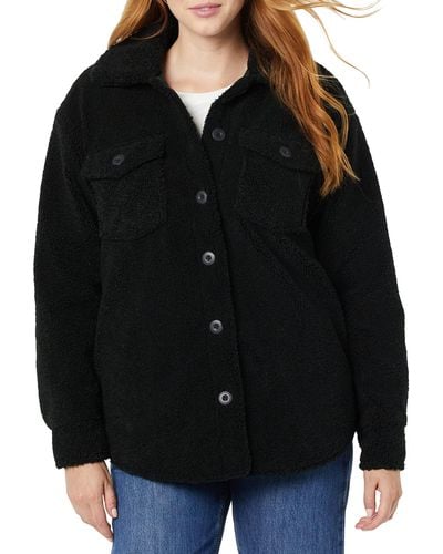 Amazon Essentials Oversized Teddy Sherpa Shirt Jacket - Black