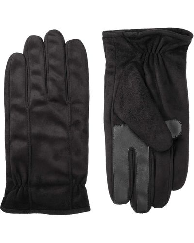 Isotoner Microfiber Touchscreen Texting Warm Lined Cold Weather Gloves With Water Repellent Technology - Black