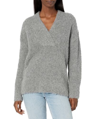 Vince Crimped Shawl Sweater - Gray