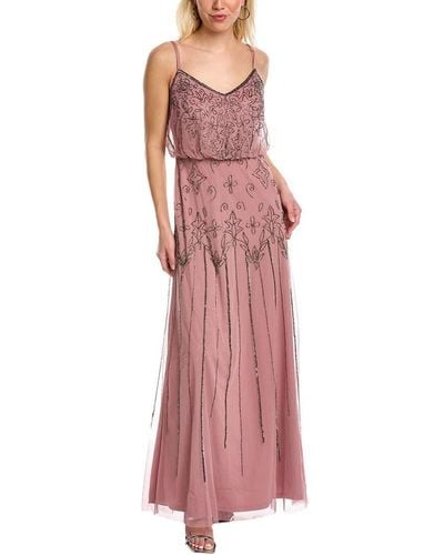 Adrianna Papell Beaded Blouson Gown - Red