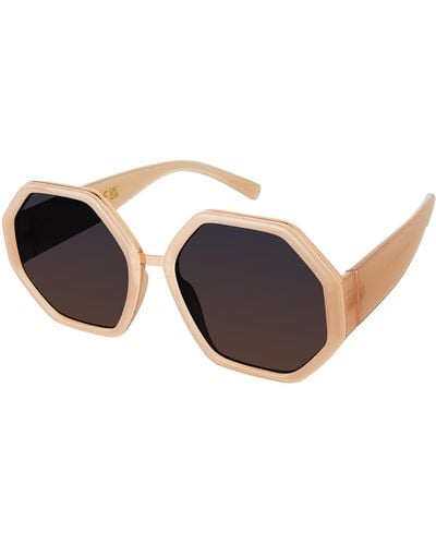 Tahari Th905 Geometric 100% Uv400 Protective Hexagonal Sunglasses. Elegant Gifts For Her - Black