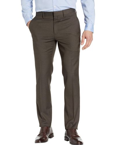 Kenneth Cole Mens Premium Stretch Texture Weave Slim Fit Dress Pants - Brown