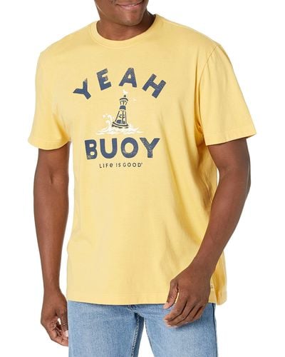 Life Is Good. Crusher Graphic T-shirt Yeah Buoy - Yellow