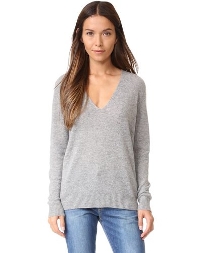 Theory Womens Long Sleeve Adrianna Neck Pullover Sweater - Gray
