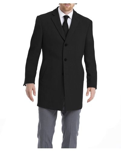 Calvin Klein Slim Fit Wool Blend Overcoat Jacket - Black