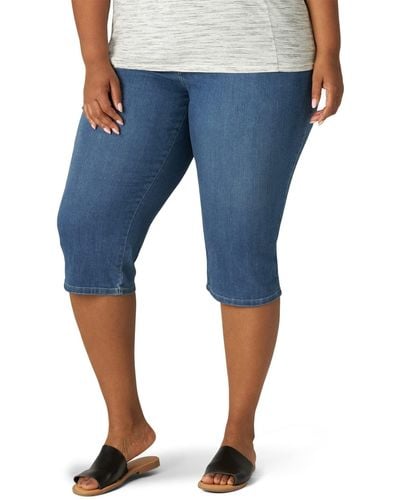 Lee Jeans Womens Plus-size Relaxed-fit Denim Capri Jean Pants - Blue
