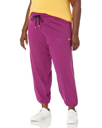 DKNY Sport Women's Cotton Jogger Pants, Pink, Large 