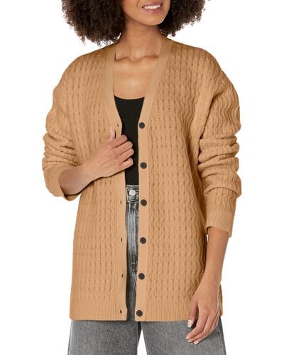 Theory Long Cable-knit Cardigan Sweater - Natural