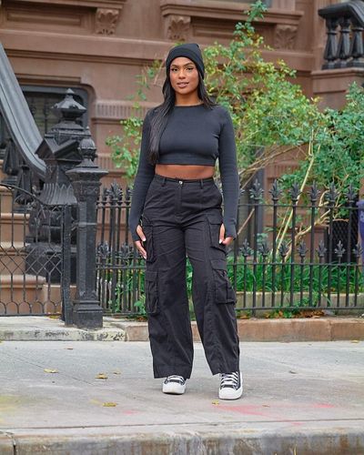The Drop Women's Black Belted Cargo Pant by @karenbritchick