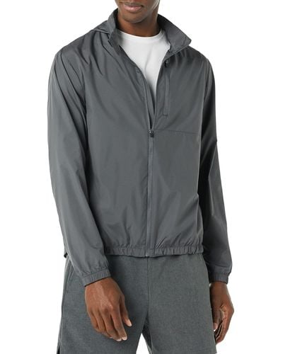 Amazon Essentials Lightweight Woven Full Zipper Running Jacket - Gray