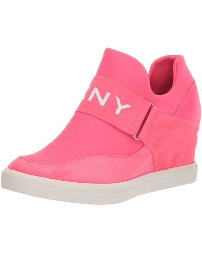 DKNY Essential High Top Slip On Wedge Sneaker - Pink
