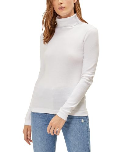 Three Dots Essential Heritage Long Sleeve Turtleneck Top - White