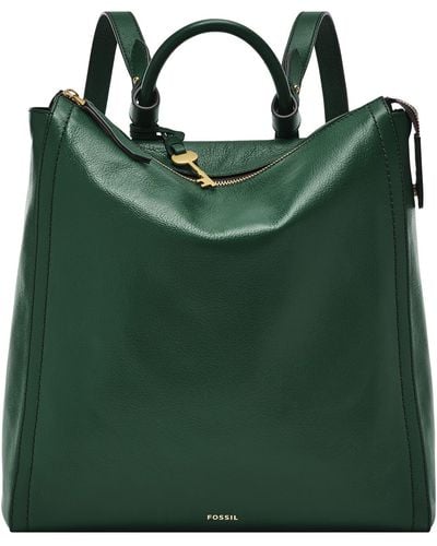 Fossil Parker Leather Convertible Backpack Purse Handbag - Green