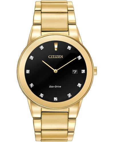 Citizen Eco-drive Modern Axiom Diamond Watch In Gold-tone Stainless Steel - Metallic