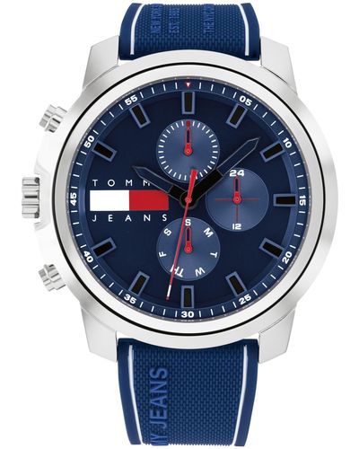 Tommy Hilfiger Sporty Silicone Wristwatch - Multifunction Dial For - Blue