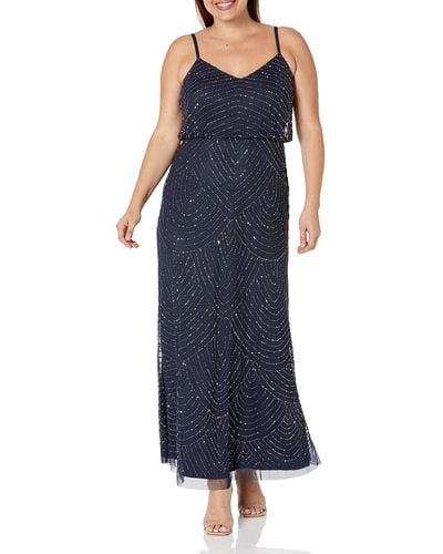 Adrianna Papell Blouson Beaded Gown - Blue
