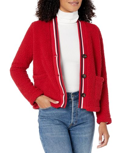 Tommy Hilfiger Soft Sherpa Cardigan Jacket - Red