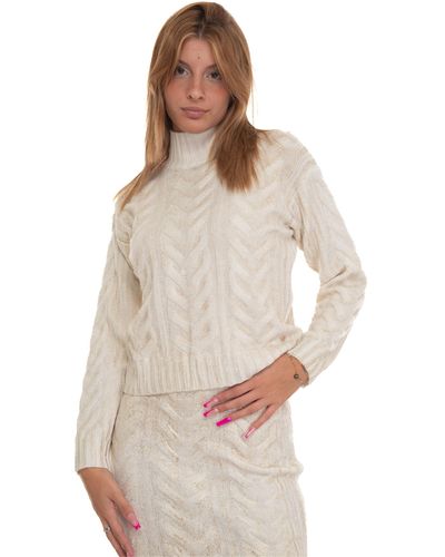 Guess Long Sleeve Diane Foil Sweater - Natural