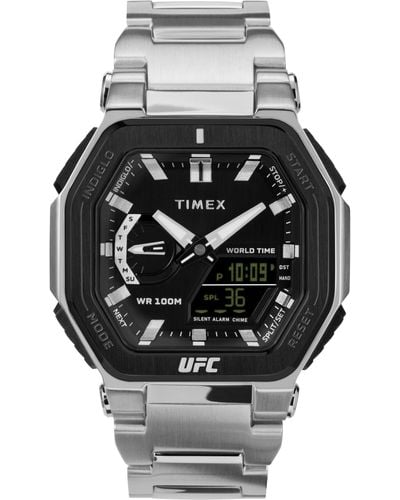 Timex Silver-tone Bracelet Black Dial Silver-tone - Gray