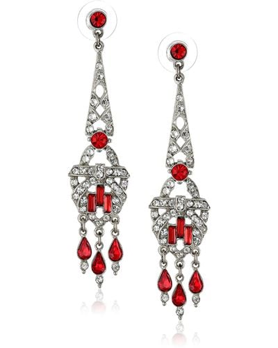 Ben-Amun Crystal And Ruby-colored Drop Earrings - Black