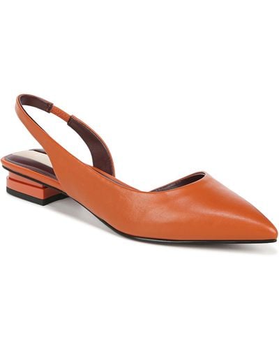 Franco Sarto S Tyra Low Block Heel Slingback Pump Orange Leather 10 M - Red