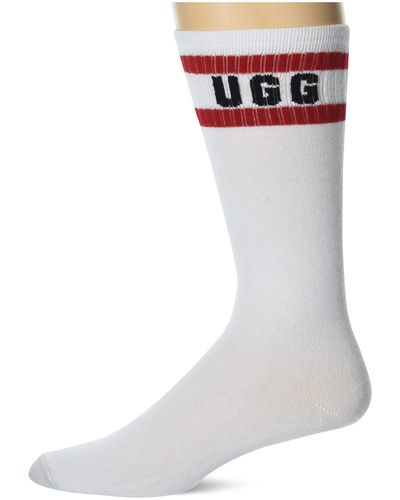 UGG Lathan Logo Crew Sock Socks - White