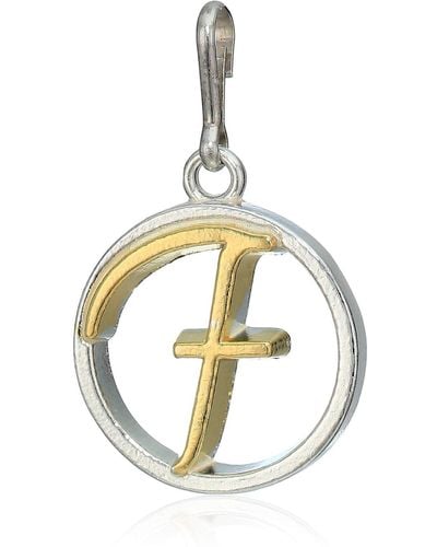 ALEX AND ANI Initial F Two Tone Charm Sterling Silver - Metallic