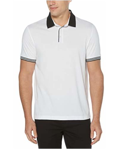 Perry Ellis Big And Tall Icon Polo Shirt With Solid - White