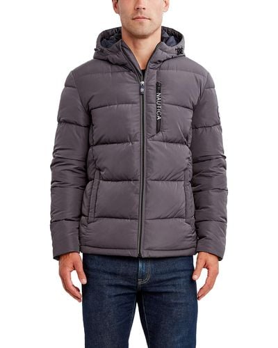 Nautica Mens Hooded Parka Jacket - Gray