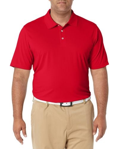 Amazon Essentials Polohemd mit normaler Passform aus Baumwollpiqué - Rot