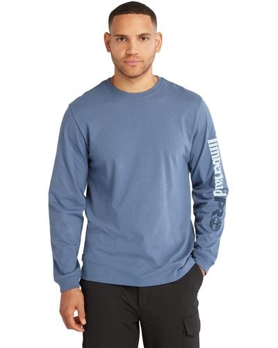 Timberland Timberland Unisex Adult Core Logo Long-sleeve T-shirt Outdoors Equipment - Blue