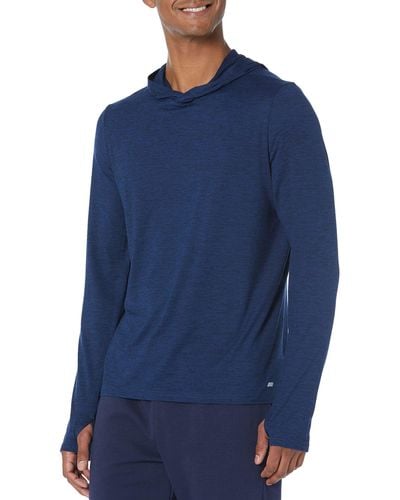 Amazon Essentials Tech Stretch Long-sleeve Hooded T-shirt - Blue